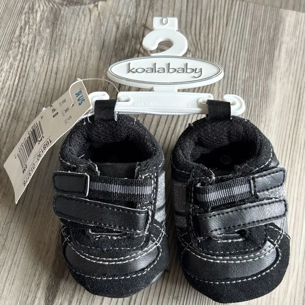 NWT Babies R Us Koala Baby Vintage Black Booties Adjustable Width  Size 0